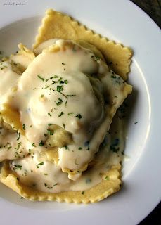 Jo and Sue: Giant Pork and Apple Ravioli in Browned Butter Garlic Sauce Apple Ravioli, Pork Ravioli, Butter Garlic Sauce, Meatballs And Gravy, Ravioli Filling, Pork Sauce, Garlic Sauce Recipe, Homemade Ravioli, Cooking Contest