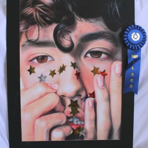 "a star for you" Prismacolor Drawing, Self Portrait Drawing, Ap Drawing, Conan Grey, Social Media Art, Ap Studio Art, Grey Painting, Art Exhibit, Grey Art