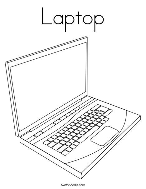 Laptop Coloring Page - Twisty Noodle Laptop Drawing, Apple Outline, Laptop Screen Repair, Computer Drawing, Cool Tech Gadgets Electronics, Embroidery Download, Petite Section, Electronics Mini Projects, Screen Repair