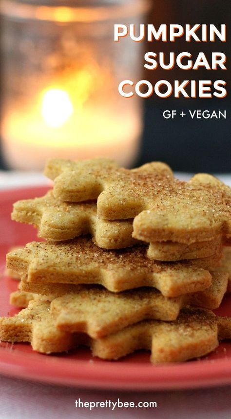 Easy Gluten Free Dessert, Sugar Cookies Gluten Free, Rolled Sugar Cookie Dough, Pumpkin Spice Cookie Recipe, Vegan Pumpkin Cookies, Spice Sugar Cookies, Gluten Free Dessert, Halloween Cookie Recipes, Pumpkin Sugar Cookies