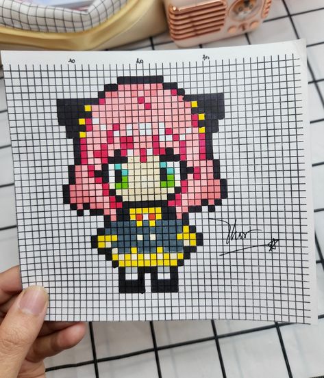 #pixelart #onepiece #art Pixelart Anime, Hamma Beads Ideas, Easy Pixel Art, Pixel Drawing, Hama Beads Design, Anime Butterfly, Pixel Art Grid, Anime Canvas Art, Anya Forger