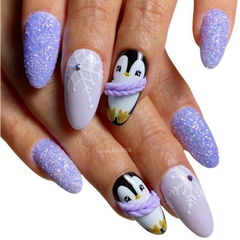 #nails #nailart #nailsofinstagram #u #manicure #beauty #nail #gelnails #nailsoftheday #nailsonfleek #nailstagram #nailsart #nailstyle #instanails #naildesign #acrylicnails #nailsdesign #inspire #naildesigns #love #nailswag #as #nailpolish #nailtech #unhas #gel #nailsnailsnails #nailartist #fashion #gelpolish Winter Penguin Nails, Penguin Nails Designs, Christmas Animal Nails, Penguin Christmas Nails, Penguin Nails Christmas, Purple Snowflake Nails, Penguin Nail Designs, Penguin Nail Art, Snowflakes Nails