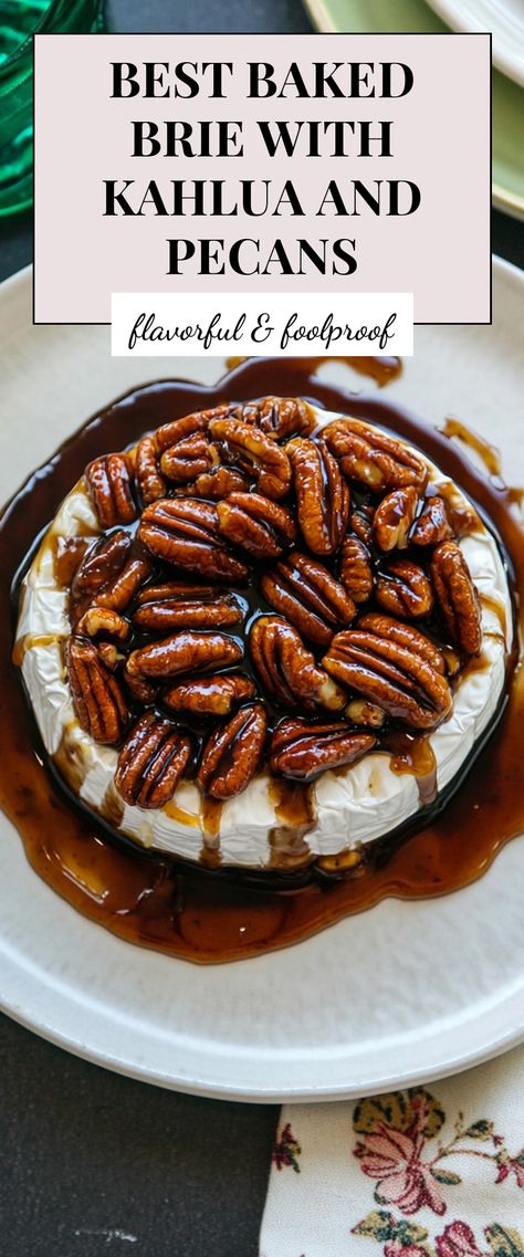 Image for Best Baked Brie with Kahlua and Pecans Pecan Pie Brie, Best Baked Brie, Baked Brie Appetizer, Cozy Date Night, Clematis Varieties, Brie Appetizer, Brie Recipes, Brie Cheese, Baked Brie