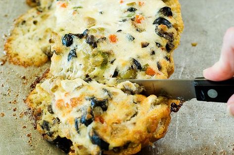 Olive Cheese Bread. | The Pioneer Woman Olive Cheese Bread, Ree Drummond Recipes, Roasted Beef, Olive Bread, Basil Pasta, Ree Drummond, Roasted Asparagus, Beef Tenderloin, Sauteed Mushrooms