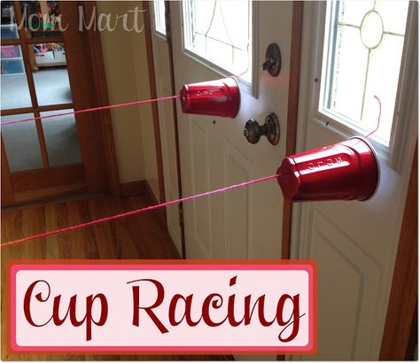 Cup Racing Craft for Kids Solo Cup Crafts, Indoor Rainy Day Activities, Rainy Day Activities For Kids, Rainy Day Activity, Red Solo Cup, Rainy Day Fun, Solo Cup, Cup Crafts, Indoor Fun