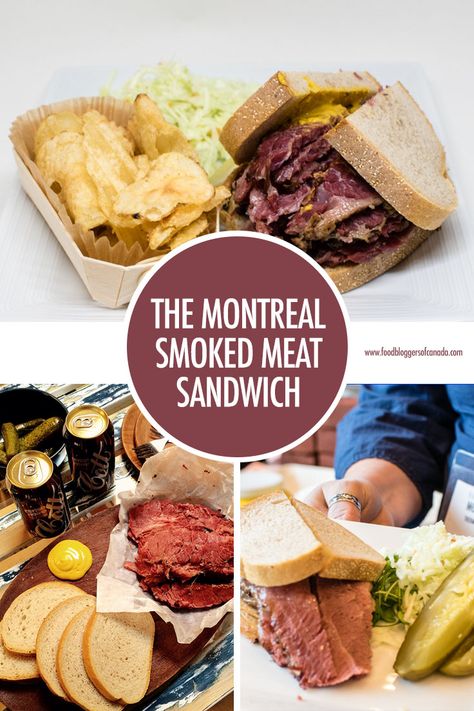 Montreal Smoked Meat Recipe, Smoked Meat Ideas, Smoked Meat Sandwich, Montreal Smoked Meat Sandwich, Montreal Smoked Meat, Amazing Sandwiches, Meat Ideas, Montreal Food, Sandwich Sides