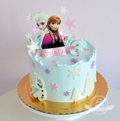 Elza E Anna Cake, Elsa And Anna Cake, Frozen Cake Designs, Anna Birthday Cake, Elsa Torte, Elsa Birthday Cake, Frozen Birthday Party Cake, Pastel Frozen, Anna Cake