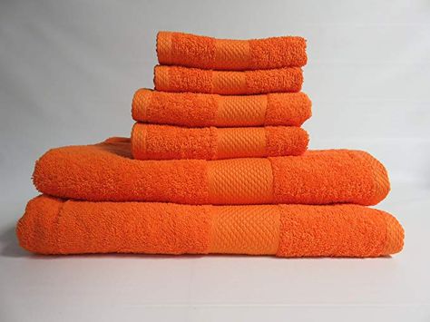 NEED! Bright Orange Towel set for new bathroom\ Lantrix SOFT 100% Natural COTTON 6 Piece TOWEL SET (ORANGE) Orange Bathroom Decor, Orange Towels, Best Bath Towels, Nature Room, Bohemian Bathroom, Orange Bathrooms, Orange Home Decor, Fluffy Towels, Sustainable Decor