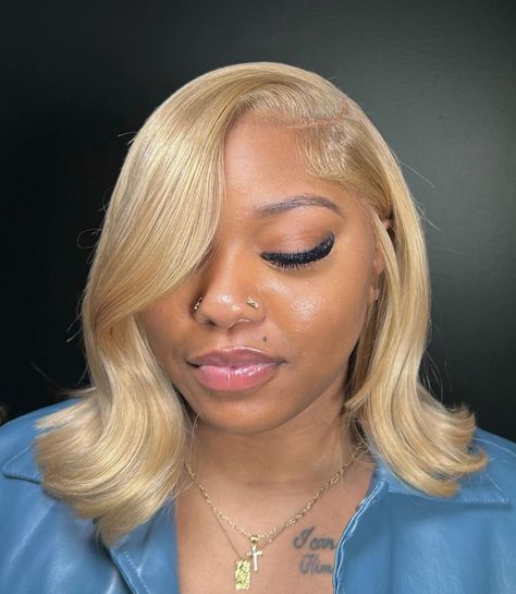 Blond Bob Hairstyles For Black Women, Blonde Hair Black Women Side Part, Blonde Middle Part Bob Black Women, Short Blonde Bobs Black Women, Side Part Blonde Wig, Blonde Side Part Bob, Blonde Bob Wig Black Women Middle Part, Side Part Blonde Wig Black Women Bob, Bob Blonde Hair