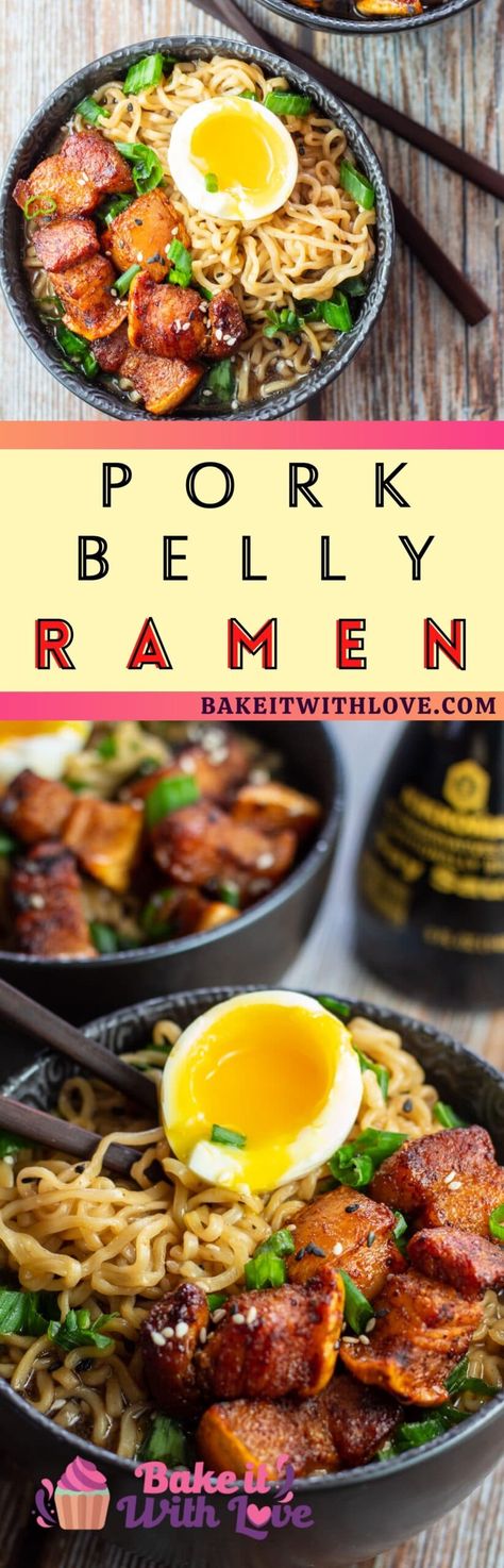 Porkbelly Ramen Recipe, Best Ramen Bowl Recipe, Ramen Recipes Pork Belly, Crispy Pork Belly Ramen, Traditional Ramen Bowl, Ramen Pork Belly Recipes, Pork Belly For Ramen Recipe, Ramen Noodle Recipes Pork Belly, Pork Belly Noodle Bowl