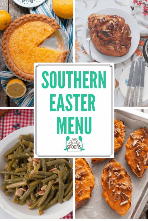 When it comes to Easter in the South, we southerners like to pull out all of the stops. Just as big and carb-loaded as Christmas or Thanksgiving, but with a more of a nod to the Spring season, a Southern Easter dinner is something to look forward to. Southern Easter Dinner, Southern Easter Menu, Dinner Ideas Southern, Easter Dinner Sides, Easter Dinner Ideas, Easy Easter Dinner, Easter Sides, Easter Dinner Menus, Easter Dinner Table