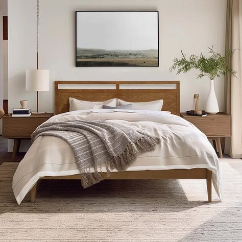 Wade Logan® Ayveon Solid Wood Headboard & Reviews - Wayfair Canada Natural Headboard, Dark Wood Bed, Have A Good Sleep, Beacon Hill, Wood Bed, Wood Headboard, Frame Headboard, Panel Headboard, Modern Bedroom Design