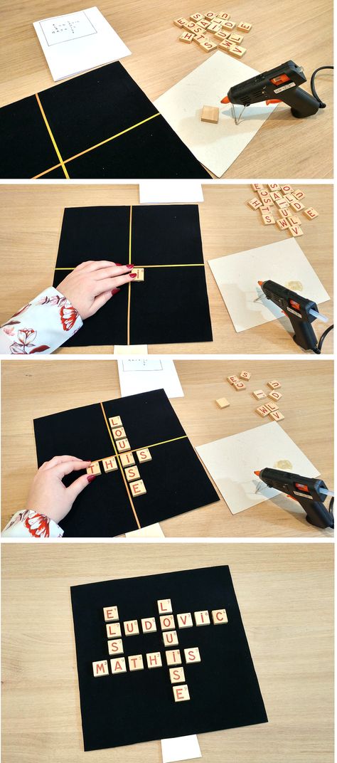 Cadre scrabble DIY - Les Ateliers de Laurène, ateliers créatifs paris, ateliers diy, kits diy Diy Cadre Deco, Scrabble Diy, Cadre Photo Diy, Scrabble Tile Crafts, Cadre Diy, Tile Crafts, Diy Photo, Creative Activities, Box Frames