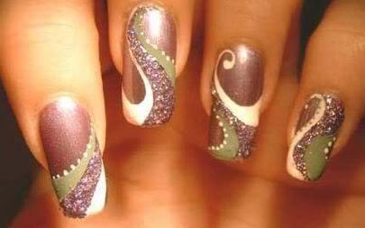 Swirlies! Yay! Nail Polishes, Nail Design, Nail Art, Nails, Green, Silver, Design, Art, Nail Arts