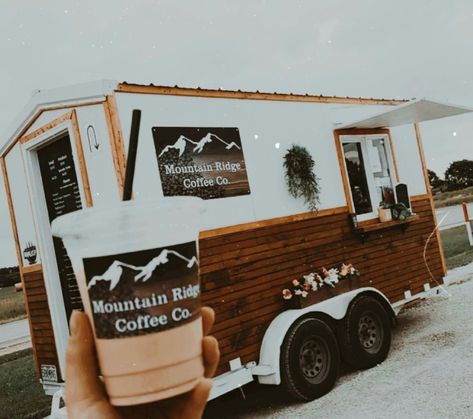 Hand built coffee trailer Travel Trailer Coffee Shop, Coffee Trailers Design, Coffee And Pastry Food Truck, Coffee Concession Trailer, Vintage Camper Coffee Trailer, Camper Turned Coffee Shop, Drive Thru Coffee Trailer, Coffee Truck Business, Coffee Shop Trailer Ideas