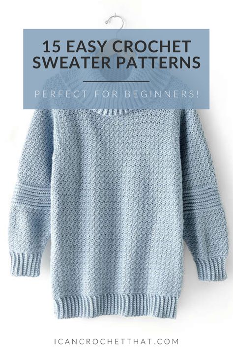 Easy Free Cardigan Crochet Pattern, Easy Beginner Crochet Sweater Pattern, Easy Crocheted Sweater Patterns Free, Crocheted Sweater Free Pattern, Crochet Tunic Sweater Pattern Free, Easy Crochet Pullover Sweater, Winter Crochet Clothes Patterns, Easy Oversized Crochet Sweater Pattern, Beginner Friendly Crochet Sweater