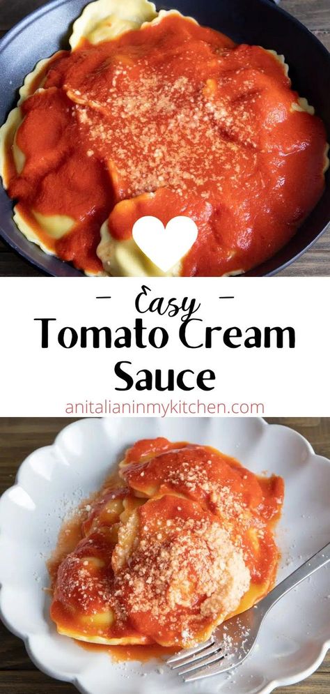 Cream Sauce For Ravioli, Sour Cream Pasta Sauce, Sauce For Ravioli, Passata Sauce, Ravioli Sauce Recipe, Creamy Tomato Pasta Sauce, Italian Spaghetti And Meatballs, Tomato Passata, Ravioli Sauce