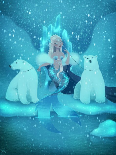 Winter Mermaid by DylanBonner.deviantart.com on @DeviantArt Dylan Bonner Art, Arctic Mermaid, Winter Mermaid, Dylan Bonner, Snow Queen Illustration, Mermaid Artwork, Fantasy Mermaids, Mermaid Fairy, Unicorns And Mermaids