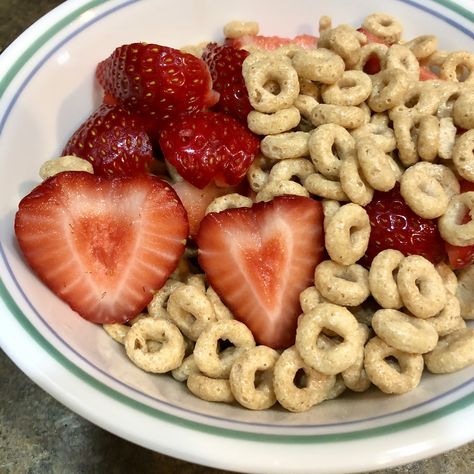 They say Cheerios are good for your ❤️ It helps when you add ❤️ strawberries! Strawberries, Cereal