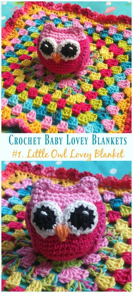 Bird Lovey Crochet, Owl Lovey Crochet Pattern, Lovey Blanket Crochet Free Pattern, Lovey Blanket Crochet, Crochet Baby Lovey, Crochet Comforter, Crochet Lovies, Security Blanket Crochet Pattern, Crochet Lovey Free Pattern