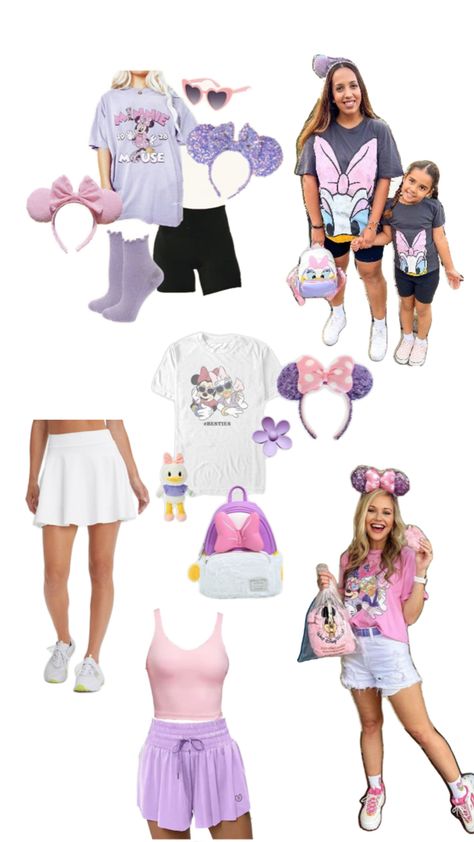 Disney Bounding Daisy Duck, Daisy Outfit Disney, Cinderella Outfit Ideas Disney, Disney Epcot Outfit, Daisy Duck Outfit, Disney Matching Outfits, Disney Cruise Outfits, Family Disney Outfits, Disney Outfits Summer