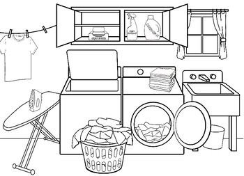 Laundry Room Drawing, Follow Directions Worksheet, Screen Printing Projects, Landry Room, Purse Display, Outline Pictures, White Laundry, Laundry Area, Fish Wallpaper