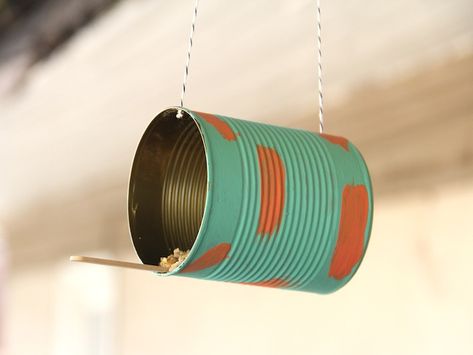 Tin Can Bird Feeder Craft DIY Can Bird Feeder, Coffee Filter Art, Diy Door Decor, Bird Feeder Craft, Tin Can Crafts, Diy Bird Feeder, Diy Birds, Strongest Glue, Can Crafts