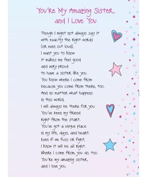 Emotional Letter To Sister, Sister Quotes Sentimental, Valentines Day Sister, Sister Poetry, Poems For My Sister, Happy Valentines Day Sister, Letter To Sister, Fun Poems, Shaadi Ideas