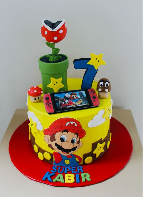 Super Mario Birthday Cake Buttercream, Pool Birthday Cakes, Nintendo Birthday Party, Super Mario Bros Party Ideas, Sonic Birthday Cake, Mario Birthday Cake, Mario Bros Cake, Video Game Cakes, Super Mario Cake