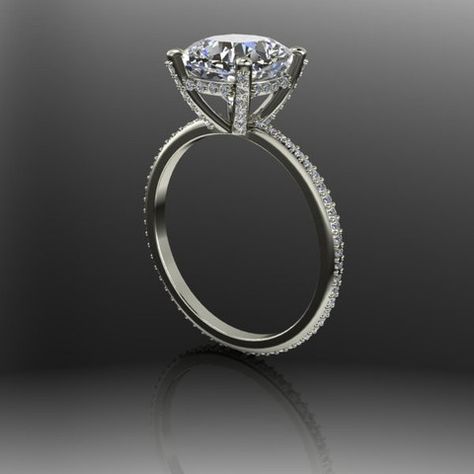 Forever Brilliant Moissanite and Diamond Engagement Ring 2.73 CTW – Bel Viaggio Designs Finally Engaged, Pinterest Engagement, Custom Wedding Ring, Dream Rings, Unique Diamond Engagement Rings, Custom Wedding Rings, Round Diamond Ring, Stunning Engagement Ring, Dream Ring