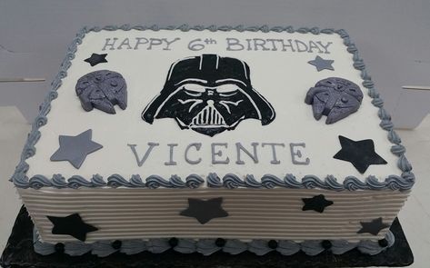 Star Wars Sheet Cake, Pastel Darth Vader, Darth Vader Cake, Star Wars Party Food, Star Wars Themed Birthday Party, Star Wars Birthday Cake, Star Wars Cake, Star Wars Birthday, Baby Birthday Party