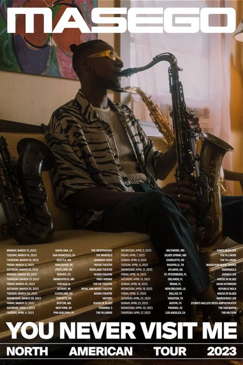 Masego Poster, Masego Aesthetic, Tour Flyer, Music Obsession, Line Of Best Fit, R&b Albums, Y2k Posters, Merch Design, Uni Room