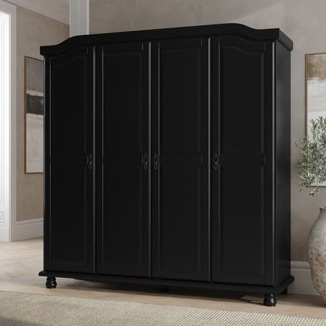 Palace Imports 100% Solid Wood Kyle 4-Door Wardrobe Armoire with Solid Wood or Mirrored Doors - On Sale - Bed Bath & Beyond - 35830093 Wardrobe Armoire, Armoire, Palace, Solid Wood, Shelves, Wardrobe, Living Room, Wood, Furniture