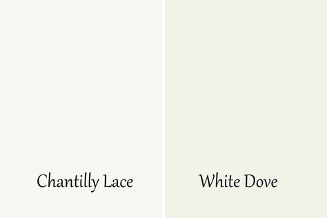 Chantilly Lace by Benjamin Moore is a bright white paint color. It's very often used on trim, doors, and cabinetry as well as walls. Today we will go over all the details of this gorgeous color. Chantilly Lace Vs White Dove, Benjamin Moore Pashmina, Benjamin Moore Chantilly Lace, Chantilly Lace Benjamin Moore, Benjamin Moore Simply White, White Dove Benjamin Moore, White Paint Color, Driven By Decor, Benjamin Moore White