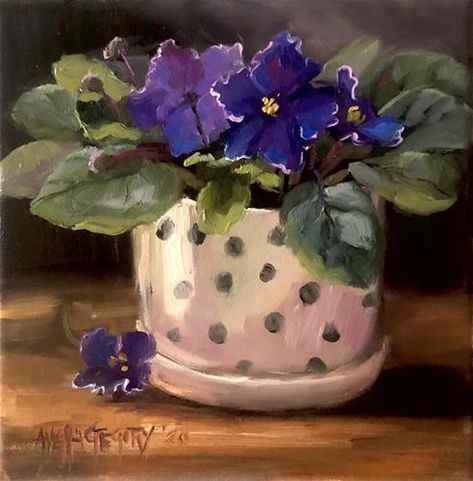 Violet Painting Acrylic, Violet Artwork, Acrylic Painting Flowers, Abstract Art Inspiration, Oil Portrait, Daily Painting, Paint And Sip, Violet Flower, African Violets