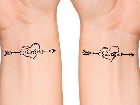 Symbol For Sisters Tattoo, Sisters Heart Tattoo, Last Name Tattoo For Women, Sister Heart Tattoos, Name Tattoo For Women, Sister Tattoos Quotes, Last Name Tattoo, Tattoo Best Friends, Sister Symbols