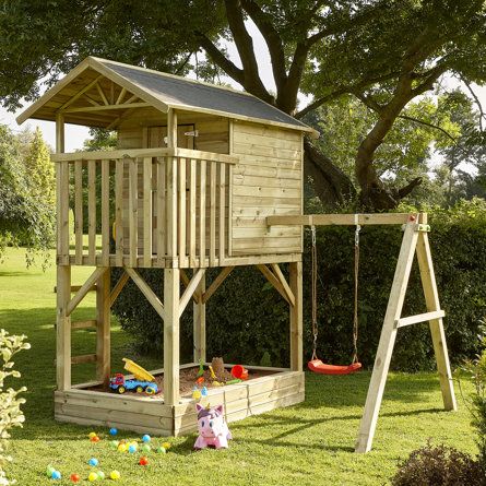 Window With Shutters, Tongue And Groove Cladding, Stable Style, Garden Playhouse, Raised Platform, Seaside Theme, Garden Beach, Organic Living, Building Structure