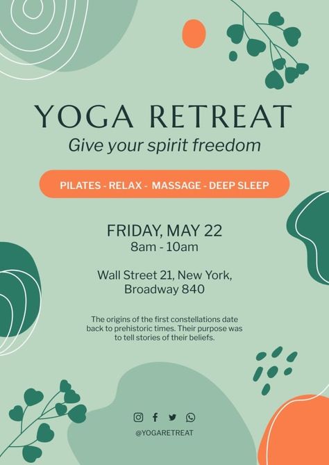 Abstract Waves Yoga Retreat Poster Retreat Poster, Yoga Poster Design, Yoga Program, Yoga Poster, Yoga Design, Graphic Design Flyer, Abstract Waves, Poster Layout, Home Poster