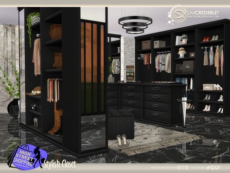 The Sims Resource - Stylish Closet Walk In Closet Sims 4 Cc, Sims 4 Walk In Closet Cc, Sims 4 Cc Furniture Sims Resource, Sims 4 Cc Closet Clutter, Sims 4 Dresser, Sims 4 Closet Cc, Closet Mirror, Stylish Closet, Closet Clutter