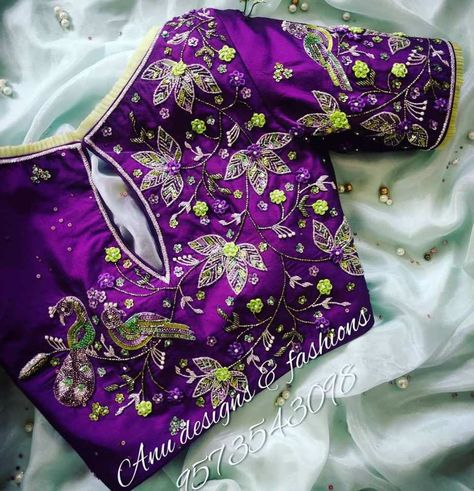 Anu Designs And Fashions, Latest Maggam Work, Latest Maggam Work Blouses, Exclusive Blouse Designs, Blouse Designs Aari Work, Blouse Maggam Work, Work Blouse Designs, Latest Bridal Blouse Designs, Boat Neck Blouse Design