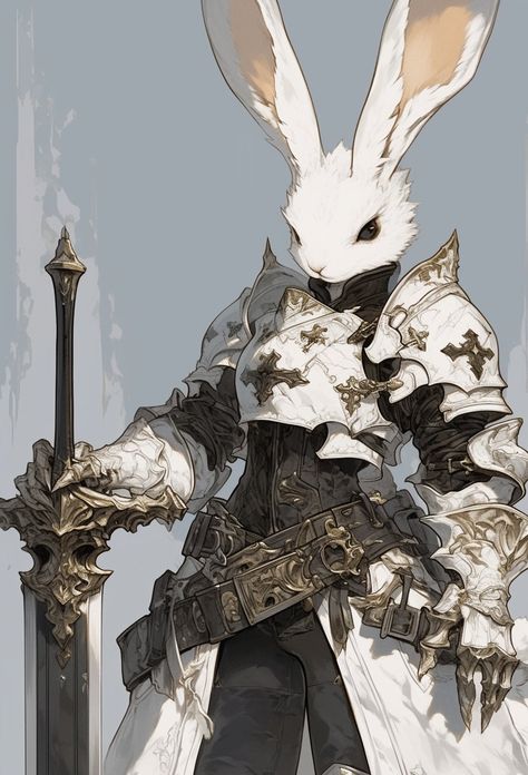 Rabbit Knight, The Hunting Party, Creature Fantasy, Extinct Animals, About Animals, Dungeons And Dragons Characters, Dnd Art, Dungeons And Dragons Homebrew, Fantasy Creatures Art