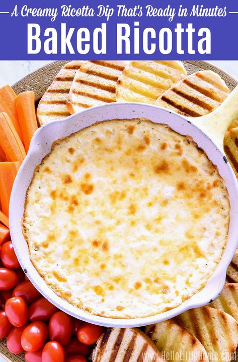 Ricotta Cheese Dip, Baked Ricotta Dip, Ricotta Dip Recipes, Ricotta Appetizer, Lemon Truffle, Ricotta Dip, Ricotta Recipe, Ricotta Cheese Recipes, Baked Ricotta