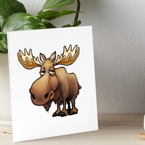 Cartoon Moose, Moose Cartoon, Moose Painting, Cute Moose, Doodles Ideas, Rocks Painted, Drawing Clipart, Velcro Dots, Whimsical Art