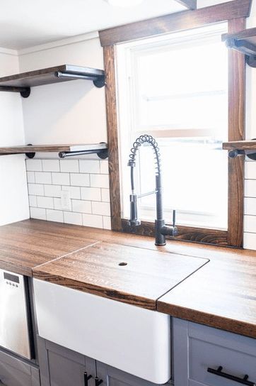 Butcher Block Laundry Room, Butcher Block Ideas, Rumspringa, Sink Cover, Laundry Room Sink, Over Sink, Metal Siding, Wood Accent Wall, Laundry Sink