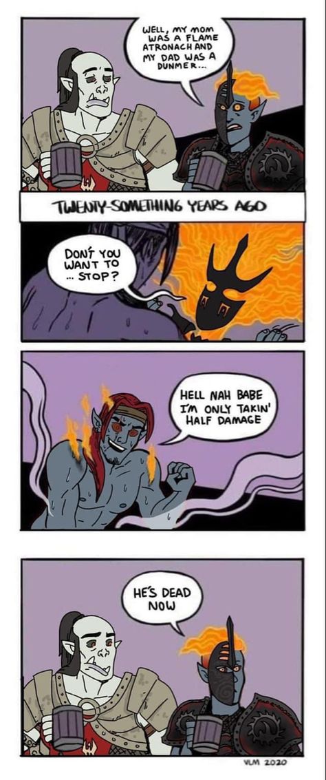 Elder Scrolls Memes Funny, Skyrim Vilkas X Dragonborn, Dunmer Art, Elder Scrolls Funny, Skyrim Comic, Elder Scrolls Memes, Elder Scrolls Lore, Dnd Memes, Elder Scrolls Art