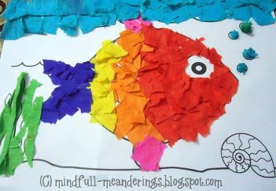 Simple paper collage ideas for kids crafts age5 7 age3 5  Pasting activities Paper Crafts Christmas Crafts Preschooler Crafts, Rainbow Fish Crafts, Fish Collage, The Rainbow Fish, Under The Sea Crafts, Tears Art, Activities Kindergarten, Collage Kunst, Paper Collage Art