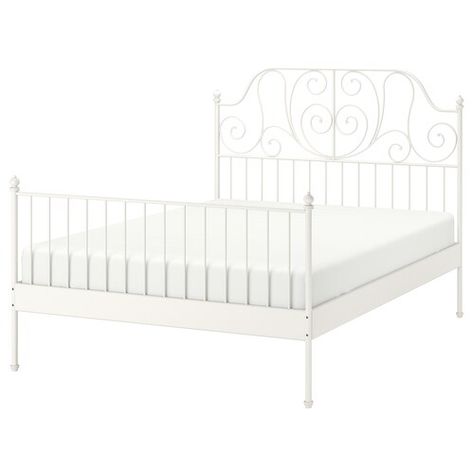 Beds - IKEA Bed Textiles, Ikea Leirvik, Leirvik Bed, Malm Bed Frame, Cama Ikea, White Bed Frame, Ikea Bed, White Bed, Romantic Bedroom