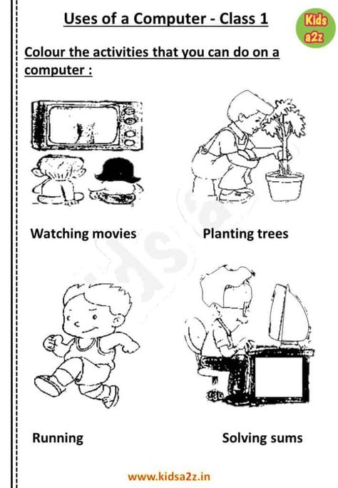 Computer Worksheet For Class 1, Preschool Diy Crafts, Computer Worksheet, Worksheets For Class 1, Computer Lessons, Class Room, Question Paper, Grade 1, Preschool