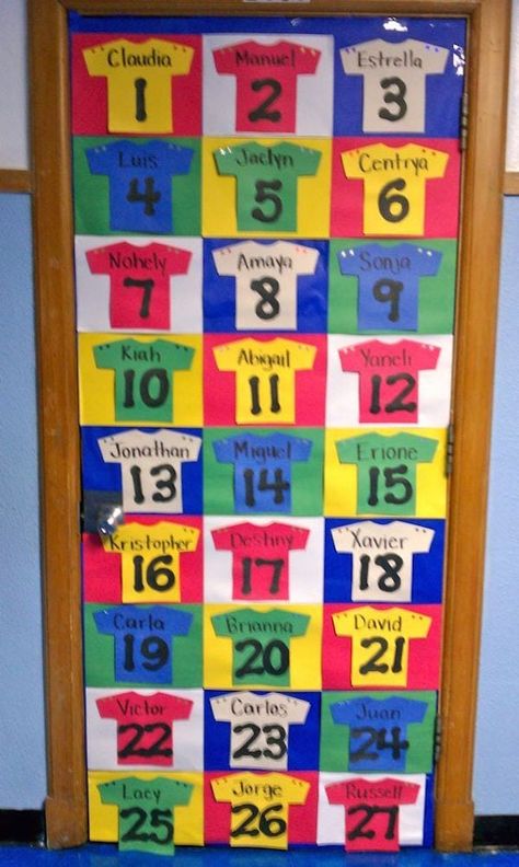 27 Great Ideas for a Sports Classroom Theme - WeAreTeachers Sports Bulletin Boards, School Sports Theme, Sports Classroom, Sports Theme Classroom, Team Theme, Olympic Theme, School Doors, Football Themes, Theme Classroom