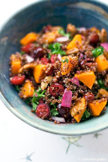 Red Quinoa with Butternut Squash, Cranberries and Pecans Gluten Free Vegetarian Thanksgiving, Quinoa Side Dish, Thanksgiving Countdown, Red Quinoa, Vegetarian Thanksgiving, Rice Side Dishes, Butternut Squash Recipes, Roasted Butternut, Quinoa Recipes